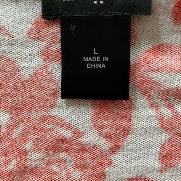 Ann Taylor Button Down Sweater Large Light Weight Floral Print Orange & … - Picture 2 of 5